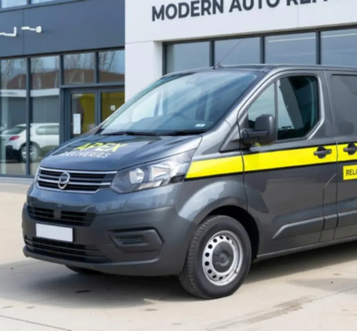 Delivery van after successful engine repair