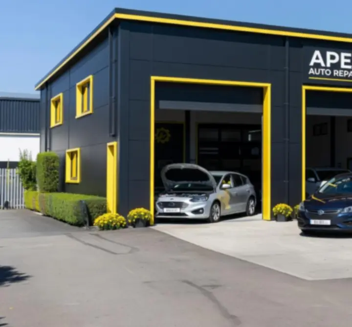 Exterior of a professional automotive workshop operated by FFD GROUP LTD