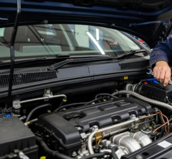 Skilled mechanic working on a vehicle engine